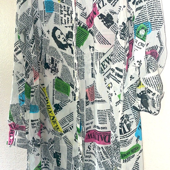 Live 4 Truth sheer news print tunic blouse or dress - Picture 4 of 8